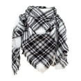thumbnail image 1 of Wuphunn Womens Triangle Shawl Wrap, Classic Plaid Fringe Scarf for Daily Fall Winter Wear White A, 1 of 1