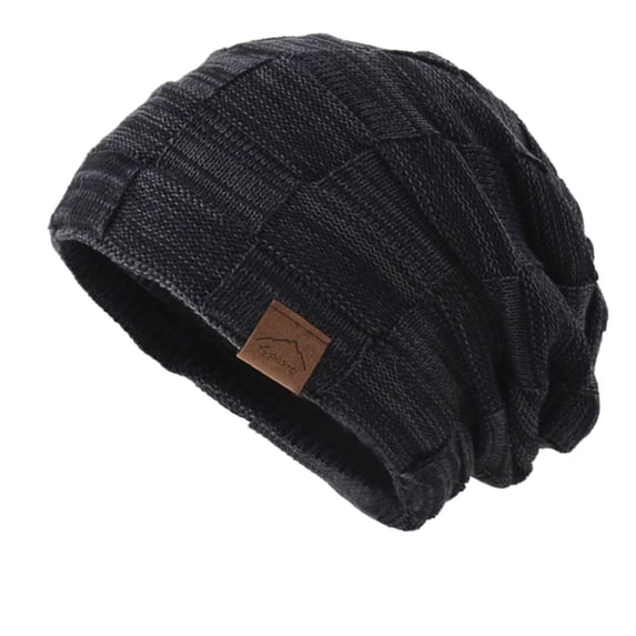 Wuphunn Womens Warm Beanie Knit Chunky Snow Cap Soft Slouchy Warm Cuffed Toboggan Hats Knitted Hat Chunky Cable Knit Hiking Beanie Beanie for Women Black One Size