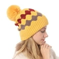 thumbnail image 1 of Wuphunn Womens Warm Lightweight Thermal Toboggan Hats Crossed Cap Fleece Lined Pom Knit Earflap Hats Hats and Caps Yellow One Size, 1 of 8