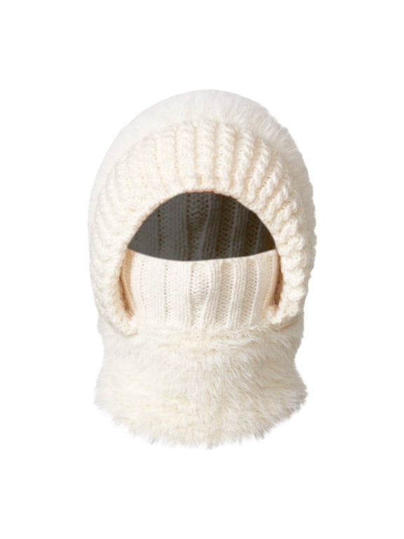 Womens Winter Knitted Beanie Hat Pom Beanie Soft Slouchy Warm Cuffed Toboggan Hats Knit Chunky Snow Cap Ribbed Crossed Chunky Cable Knit Toboggan Hats winter beanies B White One Size