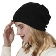 thumbnail image 1 of Wuphunn Womens Winter Knitted Thermal Skull Beanie Cuff‑Style Stocking Caps Lightweight Chunky Knit Snow Cap womens winter hat Black One Size, 1 of 6