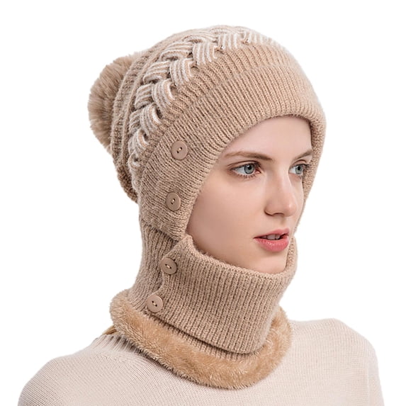 Wuphunn Womens Winter Ribbed Beanie Warm Skull Cap Soft Slouchy Cuffed Toboggan Hats Lightweight Skull Cap Cuff Beanie Hat Pom Knit Earflap Hats winter hat B Khaki One Size