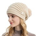thumbnail image 1 of Wuphunn Womens Winter Ribbed Chunky Knit Snow Cap Snow Ski Skull Cap Thermal Skull Beanie Knit Beanie Toboggan Hats Snow Beanie Beanie for Women Beige One Size, 1 of 4