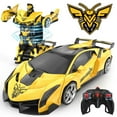 thumbnail image 1 of Wupuaait 2.4Ghz Transform Rc Cars 1:18 Scale Remote Control Car Transforming Robot, One-Button Deformation 360° Rotation Car Toy Gifts for Boys 3-12, Bee, 1 of 6