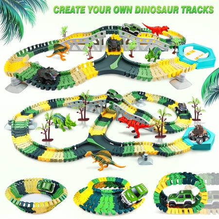 Wupuaait 226 PCs Dinosaur Race Track Vehicle Playsets Toys for 4-12 Years Old Kids, Boys and Girls