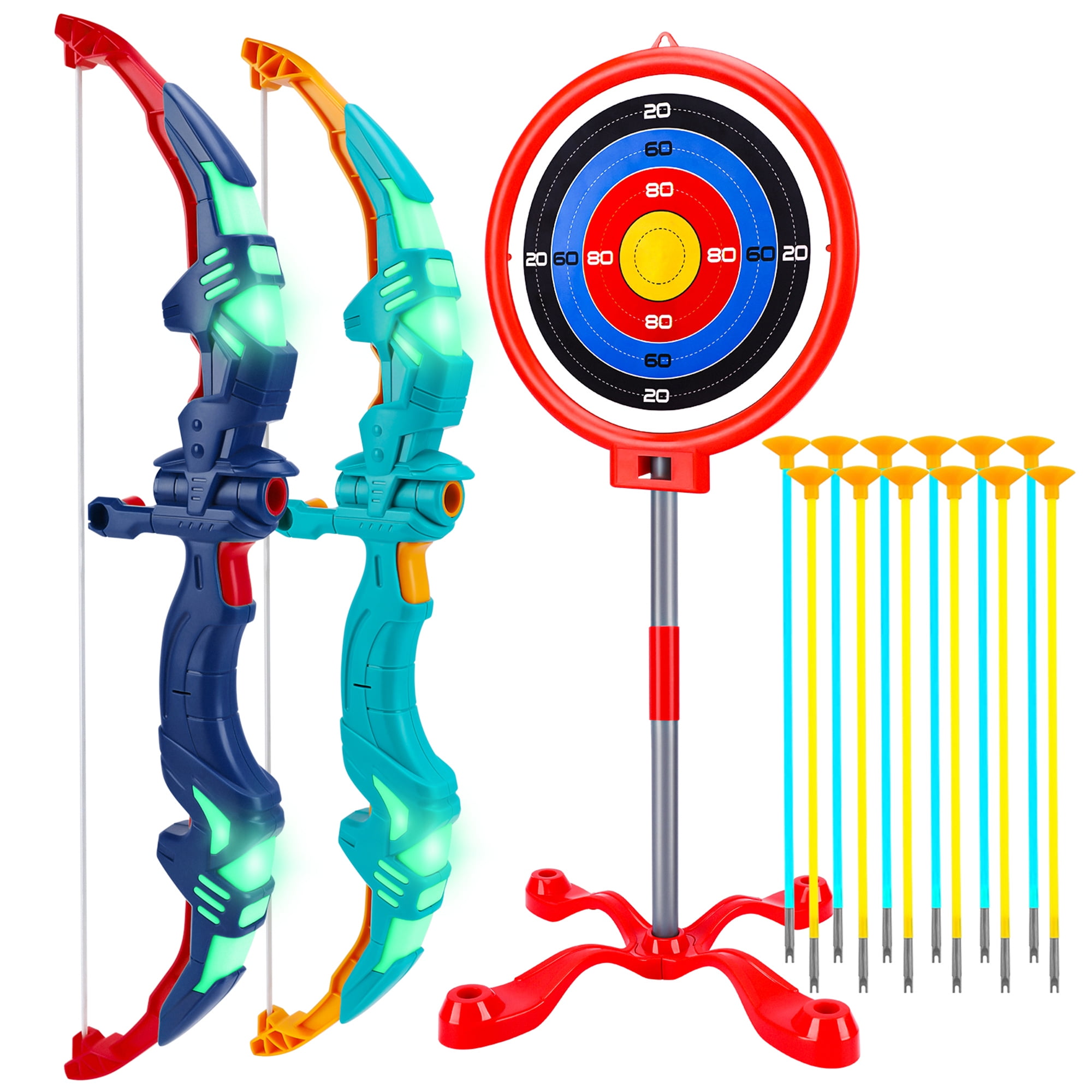 Wupuaait Bow and Arrow Set Toy with LED Lights Xmas Gift for 3 12 Years Old Kids