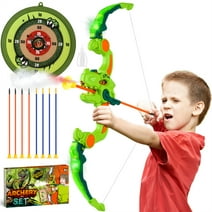 Wupuaait Kids Bow and Arrow Set Dinosaur Toys - Spray&LED Archery Set with 8 Suction Cup Arrows Toys Gift for Boys and Girls Ages 4-12 Year Old boys