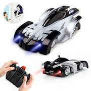 Wupuaait Wall Climbing Wireless Remote Control Car Toy, 360 Degree Rotation Stunt RC Cars with LED Lights for 3-12 Years Old Kids, Silver