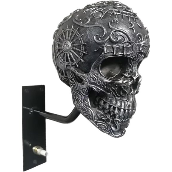Wuqi Motorcycle Skull Holder, Wall Mount Rack, Resin Crafts,Skull Holder Suitable for Motorcycle Cap, Baseball Cap, Bicycle Cap, Hat Storage Rack,Sports Gear