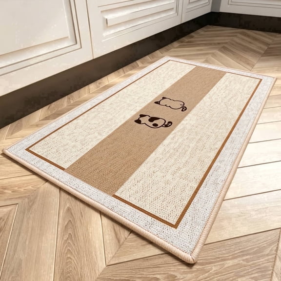 Wuscimy Kitchen Floor Mat, Washable Non-Slip Absorbent Rug, 32" x 20", Beige