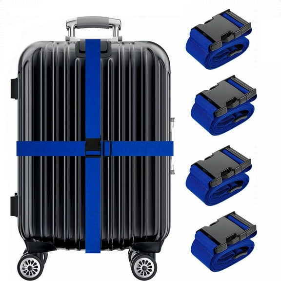 Emlimny 4 Pack Luggage Straps Suitcase Belt, Travel Adjustable Suitcase Belt for and Man Women Travel Accessories (Blue)