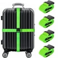 thumbnail image 1 of Wusi 4 Pack Luggage Straps Suitcase Belt, Travel Adjustable Suitcase Belt for and Man Women Travel Accessories (Green), 1 of 6