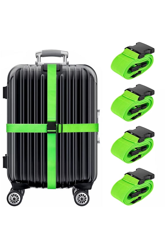 Wusi 4 Pack Luggage Straps Suitcase Belt, Travel Adjustable Suitcase Belt for and Man Women Travel Accessories (Green)