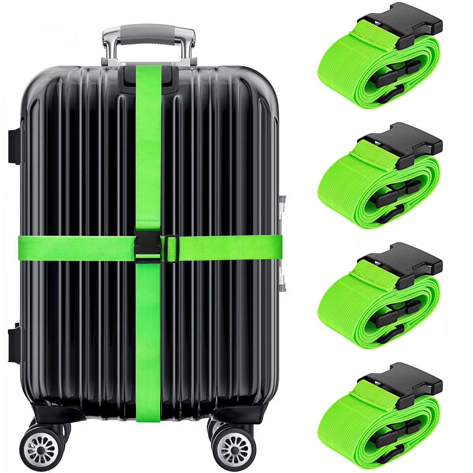 Wusi 4 Pack Luggage Straps Suitcase Belt, Travel Adjustable Suitcase ...