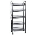 thumbnail image 1 of Wussanun Fruit and Vegetable Basket Bowls for Kitchen, 5 Tier Stackable Metal Mesh Storage Basket with 360 Degree Wheels, Fruit Vegetable Produce Basket Storage Organizer (Black), 1 of 12