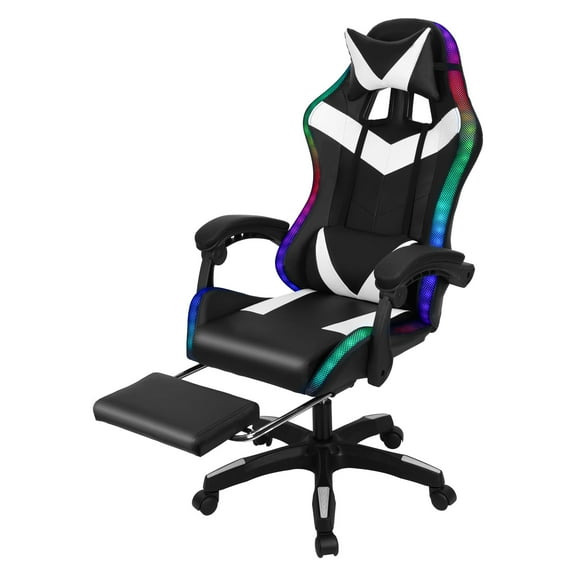 Wussanun Gaming Chair 360 Degree Rotation Adjustable Height Two Bluetooth-compatible Speakers Stereo Effect LED Light Resting Ergonomic 397lbs Load Capacity Computer Chair