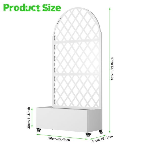 Wussanun Metal Raised Garden Bed with Wheels and Trellis,73"x35"x16" Planter Box for Climbing Plants, Vegetables & Vines, Features Privacy Screen and Drainage Holes