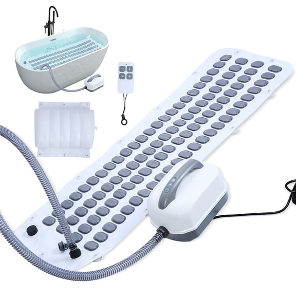 Wussanun Spa Bubble Bath Mat, Full Body Bubbling Bath Mat Adjustable Bubble Settings, Bathtub Bubble Machine