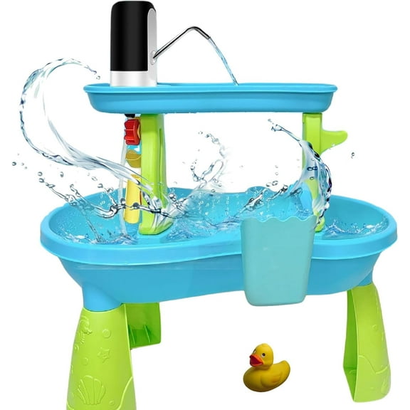 Wuszhor Toddlers Water Table Pump, 3 Hours Non-Stop Fun Rechargeable Battery Powered Water Play Table Pump, Summer Outdoor Water Play Game Toy for Kids Outside Water Table Toys Accessories Black