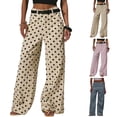 thumbnail image 1 of Wutalume Baggy Jeans for Women Vintage Boyfriend Fit, Mid-Low Waist Loose Hip Hop Style Denim Pants with Retro Wash,Beige L, 1 of 7