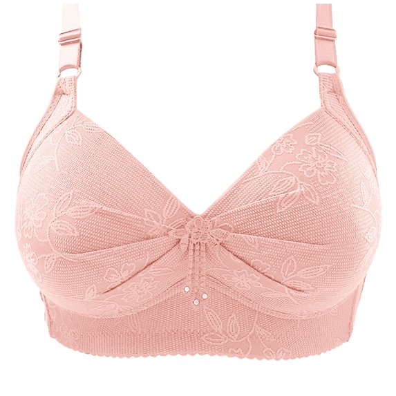 Wutalume Bras for Women Full Bust Thin - Wirefree Lightweight Bra, Side-Smoothing Anti-Sagging Bra for Mature Women and Daily,Pink XL