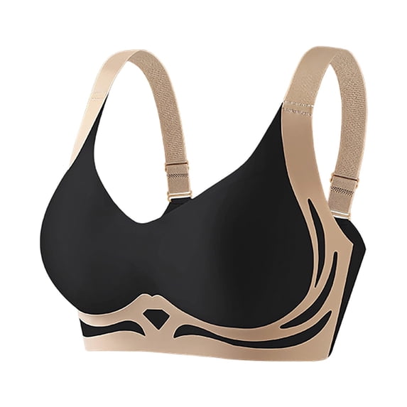 Wutalume Contrast Color Racerback Sports Bras for Women, Push Up Gathering, Side Support, Tank Top, No Underwire, Fitness Womens Bras,Black 34