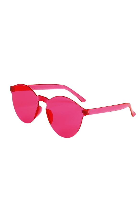 Frameless Transparent Candy Color Sunglasses, Europe and America Style Couple Matching Glasses, UV Protection Lightweight Sun Glasses for Men and Women,Rose red