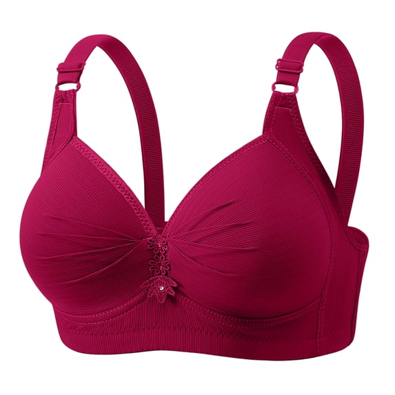 Wutalume Full Cup Wireless Bras for Women, No Steel Ring, Comfort Coverage Bra, Daily Wear, Solid Color, Non-Padded Womens Bras,Wine 48