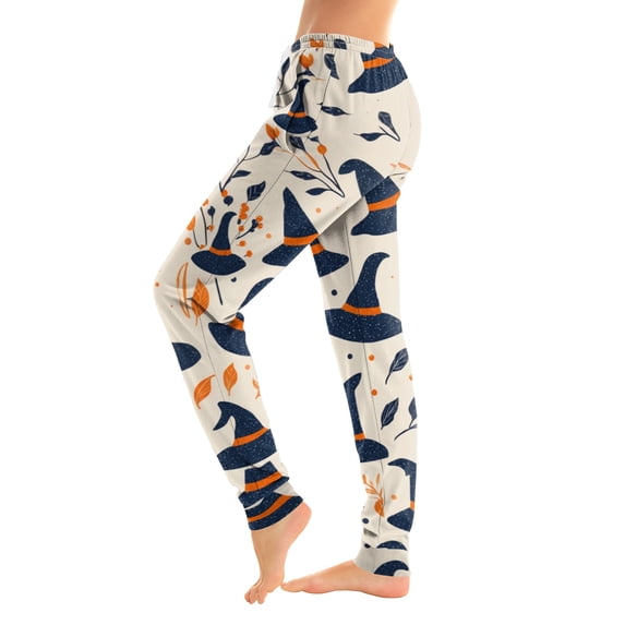 Wutalume Halloween Women's Casual Pajama Pants - Drawstring Elastic Waist Cuffed Pants with Pockets, Loose Trousers for Festival Wear,Multicolor 2XL