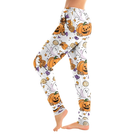 Wutalume Halloween Women's Print Pajama Pants - Cuffed Drawstring Ankle Pants with Pockets, Comfortable Casual Trousers for Fall Party Daily,Purple L