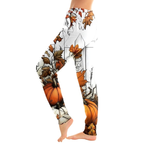 Wutalume Halloween Women's Print Pajama Pants - Cuffed Drawstring Ankle Pants with Pockets, Comfortable Casual Trousers for Fall Party Daily,Yellow S