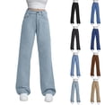 thumbnail image 1 of Wutalume High Waisted Jeans for Women Loose Straight Leg, Casual Trouser Style Denim Pants, Comfort Fit for Relaxed Everyday Wear,Sky Blue 2XL, 1 of 7