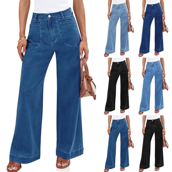 Wutalume High Waisted Jeans for Women Vintage Style Straight Leg, Retro Wash Denim Pants for Timeless Everyday Comfort,Black L