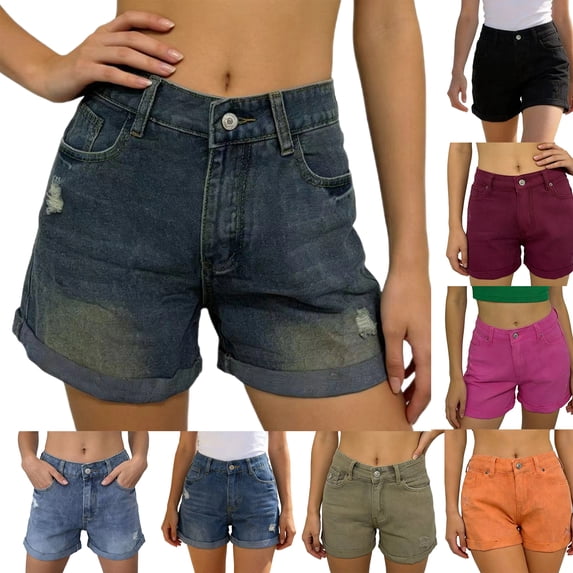 Wutalume Jeans for Women Denim Shorts Classic Blue, Slim Fit Stretch Jean Shorts for Comfortable Summer Everyday Style,Light Blue 2XL