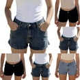 thumbnail image 1 of Wutalume Jeans for Women Denim Shorts with Chain Detail, Stretch Slim Fit Jean Shorts for Edgy Summer Casual Wear,Black L, 1 of 5