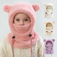 thumbnail image 1 of Wutalume Kids' Winter Balaclava with Cute Bear Ears, One-Piece Hat Scarf and Face Cover for Boys and Girls, Plush Warm Ear Flap Hat,Beige, 1 of 3
