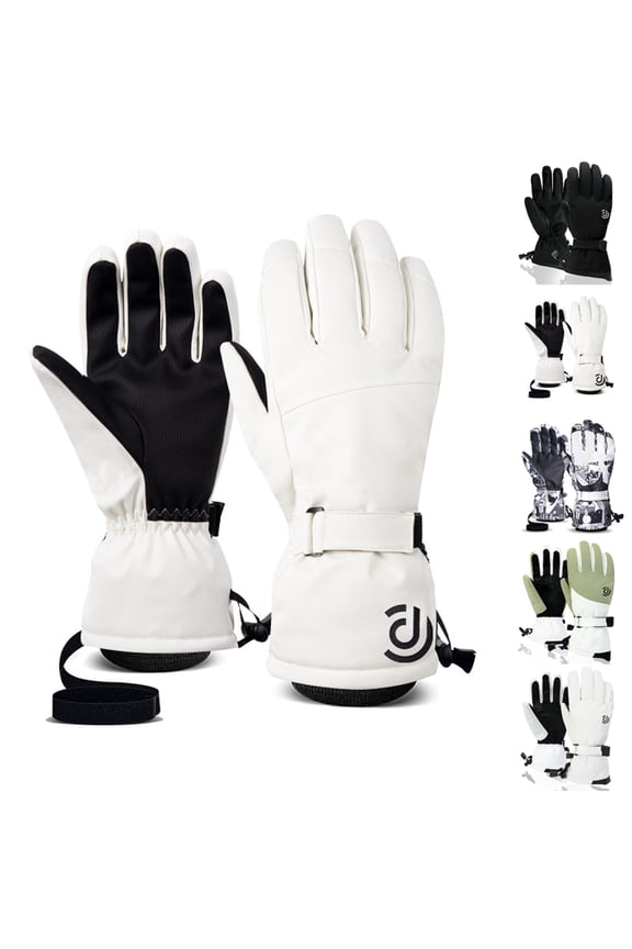 Men Women Winter Ski Gloves, Windproof Thermal Fleece Lined Gloves for Snowboarding, Outdoor Sports and Cold Weather Riding,Beige XL