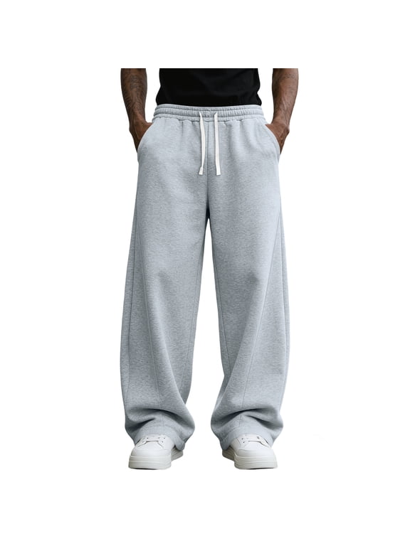 Men's Baggy Wide Leg Sweatpants — Casual Joggers for Men with Drawstring, Lounge Trousers, Perfect for Everyday Chill