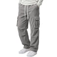 thumbnail image 1 of Wutalume Men's Cargo Pants with Pockets — Loose Work Trousers for Men, Drawstring Baggy Style, Multi-Pocket Casual Pants for Outdoor, 1 of 7