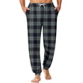 thumbnail image 1 of Wutalume Men's Casual Pants with Drawstring Waistband, Cuffed Legs, and Pockets, Featuring a Plaid Checkered Pattern, Great for Home Use, Sleeping,Dark Green 2XL, 1 of 7