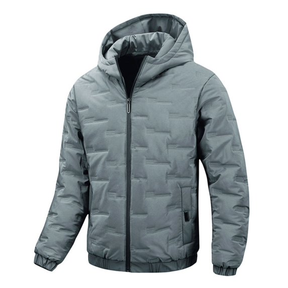 Wutalume Men's Casual Solid Color Embossed Textured Thick Cotton Jacket, Men's Cotton-Padded Warm Hooded Long-Sleeved Coat, Durable and Fashionable for Cold Weather Wear,Cyan 4XL