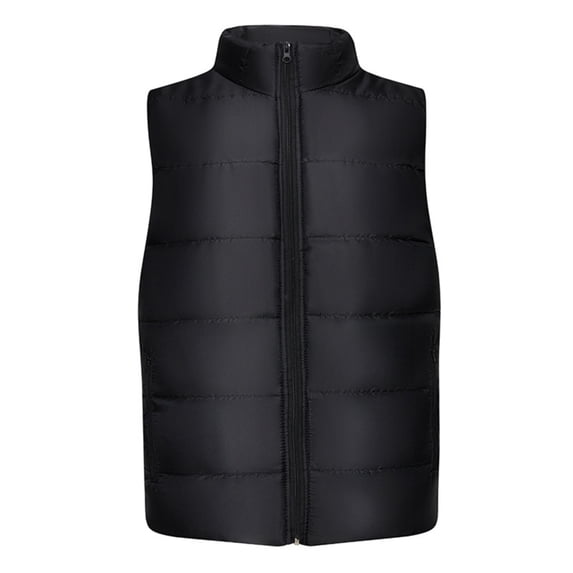 Wutalume Men's Casual Solid Color Stand-Up Collar Cotton-Padded Jacket, Sleeveless Light and Warm Cotton-Padded Vest, Versatile for Layering,Black L