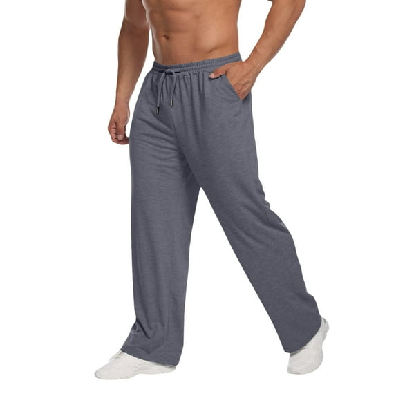 Wutalume Men's Casual Sports Sweatpants with Drawstring and Straight-Leg Design, Made from Fleece for Warmth, Perfect for Casual Wear, Sports, and Outdoor Activities,Dark Gray XL