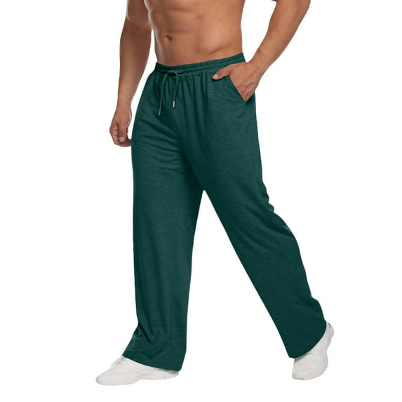 Wutalume Men's Casual Sports Sweatpants with Drawstring and Straight-Leg Design, Made from Fleece for Warmth, Perfect for Casual Wear, Sports, and Outdoor Activities,Dark Green 3XL