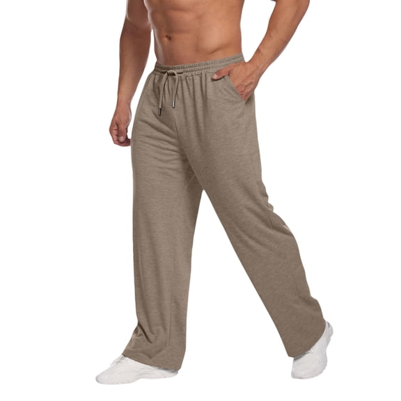 Wutalume Men's Casual Sports Sweatpants with Drawstring and Straight-Leg Design, Made from Fleece for Warmth, Perfect for Casual Wear, Sports, and Outdoor Activities,Light Brown S
