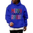 thumbnail image 1 of Wutalume Men's Christmas Letter Hooded Sweatshirt, Casual Long Sleeve Pullover with Holiday Design, Soft Fabric for Comfortable and Stylish Festive Wear,Blue M, 1 of 4