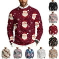 thumbnail image 1 of Wutalume Men's Christmas Print Crewneck Sweater, Long Sleeve Ribbed Knit Pullover, Relaxed Fit Casual Business Knitwear for Holiday Parties and Daily Wear,Red 2XL, 1 of 6