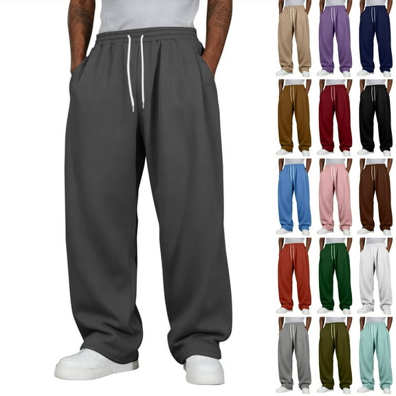 Wutalume Men's Christmas Printed Relaxed Cargo Pants, Elastic Waist with Drawstring, Multi-Pocket Casual Trousers for Christmas, Daily, and Work Wear,Brown XL