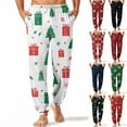 thumbnail image 1 of Wutalume Men's Christmas Printed Relaxed Cargo Pants, Elastic Waist with Drawstring, Multi-Pocket Casual Trousers for Christmas, Daily, and Work Wear,Navy 3XL, 1 of 8