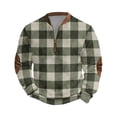 thumbnail image 1 of Wutalume Men's Christmas Zip Up Sweatshirt with Plaid Print and Stand Collar, Vintage Style Pullover Tops, Loose Fit Long Sleeve for Casual and Sports Wear,Mint Green S, 1 of 7